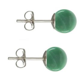 Cercei Argint, Tip Surub, cu Pietre Semipretioase Naturale de Aventurin de 8 mm