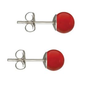 Cercei Argint, Tip Surub, cu Pietre Semipretioase Naturale de Carneol de 6 mm
