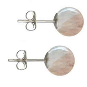 Cercei Argint, Tip Surub, cu Pietre Semipretioase Naturale de Cuart Roz de 10 mm