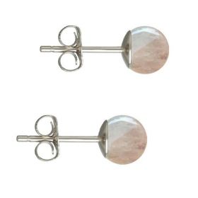 Cercei Argint, Tip Surub, cu Pietre Semipretioase Naturale de Cuart Roz de 6 mm