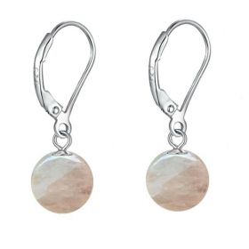 Cercei Argint, Tortita Inchisa, cu Pietre Semipretioase Naturale de Cuart Roz de 10 mm