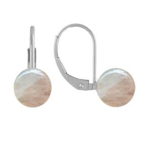 Cercei Argint Clasici si Pietre Semipretioase Naturale de Cuart Roz de 10 mm