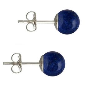 Cercei Argint, Tip Surub, cu Pietre Semipretioase Naturale de Lapis Lazuli de 8 mm