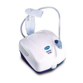 Aparat aerosoli cu compresor Sanity Inhaler Simple, MMad 2.44 &mu;m, compact si dimensiuni reduse, geanta de transport, alb