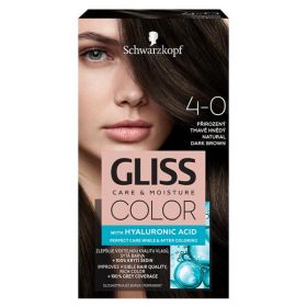 Vopsea de Par Permanenta cu Acid Hialuronic - Schwarzkopf Gliss Color Care &amp; Moisture with Hyaluronic Acid, nuanta 4-0 Natural Dark Brown