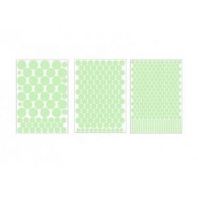 Set 3 Folii cu 524 Buline si Patratele Fosforescente, Diverse Marimi