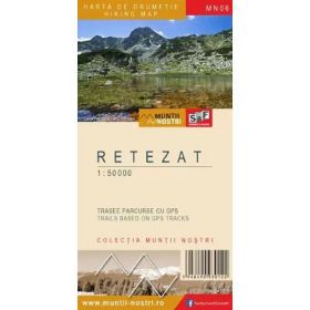 Muntii Retezat. Harta de drumetie. Muntii nostri, editura Schubert &amp; Franzke