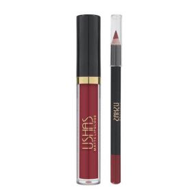 Set luciu de buze si creion pentru contur USHAS Matte Lips, nuanta 12, 12g