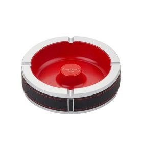 Scrumiera rosie Pierre Cardin, din metal si piele