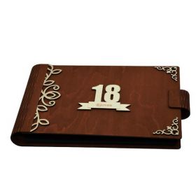 Album foto A4 personalizat, din lemn, Maro, Piksel, GuestBook, Caiet amintiri, Aniversare