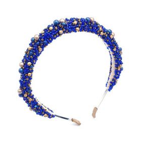 Coronita par cu perle si cristale albastru - auriu, Zia Fashion, Royal Blue