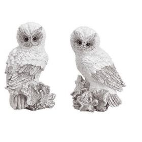 Set 2 bufnite decorative albe, 9x14x9cm