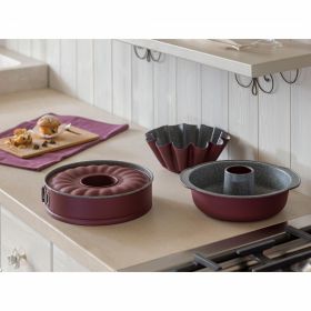 Forma inel pentru modelare prajituri Sweet Cherry, Tognana, 24 cm, otel carbon, burgund/gri