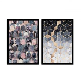 Set 2 tablouri decorative, Alpha Wall, Cubic, 36x51 cm