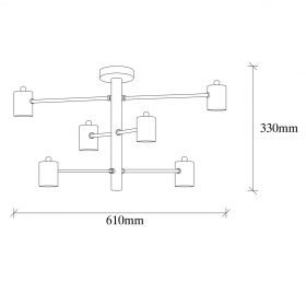 Candelabru Opviq, Hexa - 6941, 33x61 cm, 6 x E27, 40W, negru