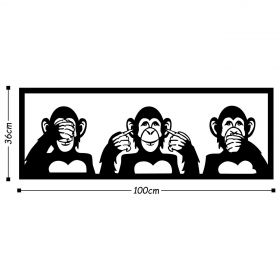 Decoratiune de perete, Three Monkeys - L, Tanelorn, 100x36 cm, metal