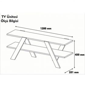 Comoda TV Basic, Almaren, 120x33.1x45 cm, alb/natural