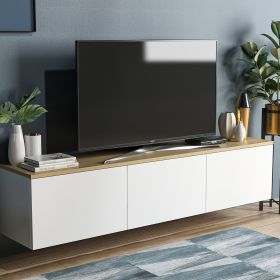 Comoda TV Neon, Inarch, 160x32x35 cm, alb/natural