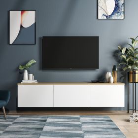 Comoda TV Neon, Inarch, 160x32x35 cm, alb/natural