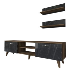 Mobilier pentru living Ayden, Tera Home, 3 piese, 150x29.5x40.6 cm, maro/marble