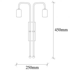 Aplica de perete, Mum - 3511, Opviq, 25 x 20 x 45 cm, 2 x E27, 40W, aramiu/negru