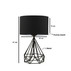 Lampa de masa 2 piese, AYD-2974, Insignio, 24 x 15 x 41 cm, 1 x E27, 60W, negru