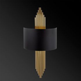 Aplica de perete, 616 - A, Opviq, 22 x 10 x 75 cm, 1 x E27, 40W, negru/auriu