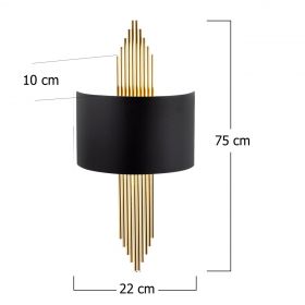 Aplica de perete, 616 - A, Opviq, 22 x 10 x 75 cm, 1 x E27, 40W, negru/auriu