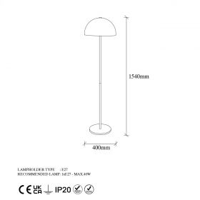 Lampadar, Mixed - 11514, Fulgor, 40 x 154 cm, 1 x E27, 40W, auriu