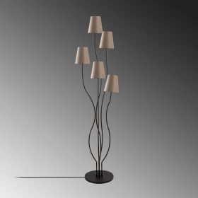 Lampadar, Bonibon - 13236, Fulgor, 44 x 44 x 160 cm, 5 x E14, 40W, negru/bej