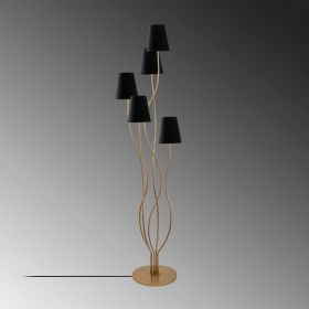 Lampadar, Bonibon - 13242, Fulgor, 44 x 44 x 160 cm, 5 x E14, 40W, auriu/negru