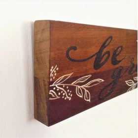 Decoratiune de perete, Grateful, 44x1.8x10 cm, Lemn , Maro