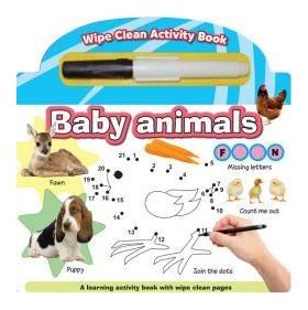 Baby Animals - Wipe clean activity book with pen |