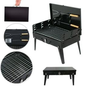 Gratar pliabil pentru gradina cu accesorii BBQ incluse