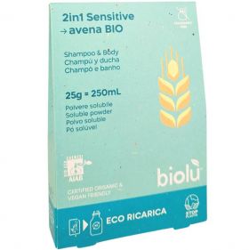 Gel de dus - sampon Sensitive eco-bio, pudra 25g, eco-refill, Biolu