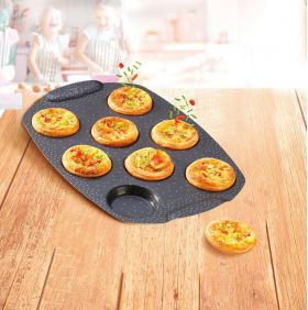 Forma de copt quiche, Tefal, PerfectBake Mini J5734902, 21 x 29 cm, aluminiu reciclat, negru/maro