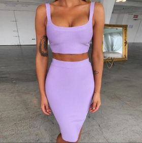 Rochie bodycon din doua piese lavanda L