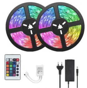 Kit Banda RGB LED 10 Metri 2x5 metri 5050 cu telecomanda