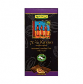 Ciocolata bio amaruie 70% cacao, 80g, Rapunzel