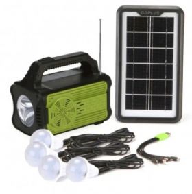 Kit solar GD-8075 cu lampa multifunctionala panou solar si 4 Becuri