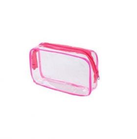 Geantă cosmetică transparentă roz L