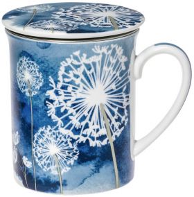 Cana de portelan cu infuzor si capac, 0.3l, Dandelion Blue - Pronat