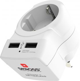 Adaptor priza Skross 1.500280 SHUKO - UK cu 2x USB