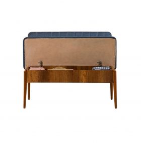 Bancheta cu spatar, Vina 1048-2, Vella, Dark Blue, Walnut, 110x40x85 cm