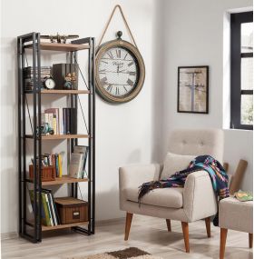 Biblioteca Cosmo Penta, Sapphire, 60x35x180 cm, natural/negru