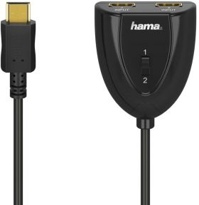 Cablu video Hama Comutator HDMI Male - 2x HDMI Female, Negru