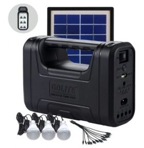 Kit solar GD-Lite 8017 dotat cu dispozitive USB cu 3 becuri LED + acumulator de mare capacitate