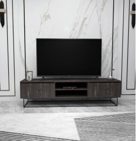 Comoda TV, Kalune Design, Escape 180, 180x50x40 cm, Maro închis/Negru