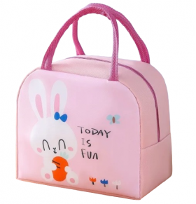 Geanta de pranz termica din panza Pink Bunny