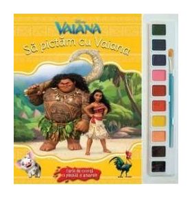 Sa pictam cu Vaiana - Carte de colorat cu pensula si acuarele